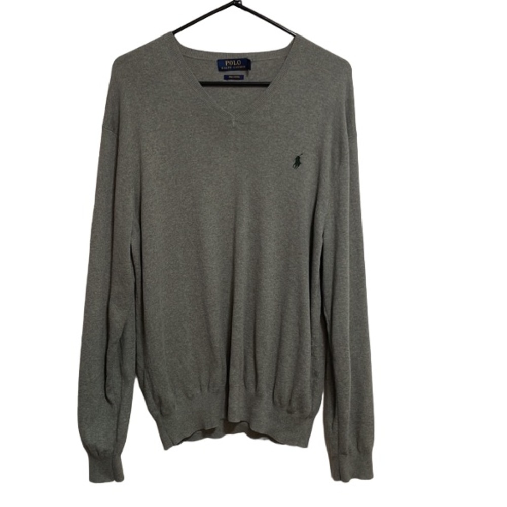 RALPH LAUREN GRAY V NECK SWEATER
